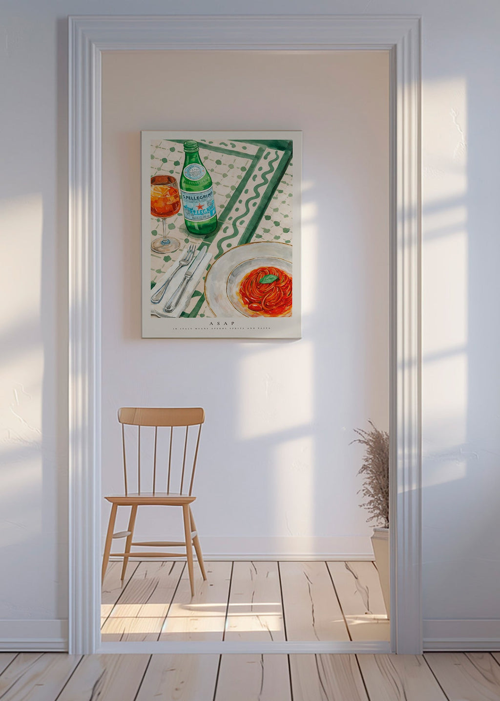 Arte para cozinha Aperol Spritz e massa