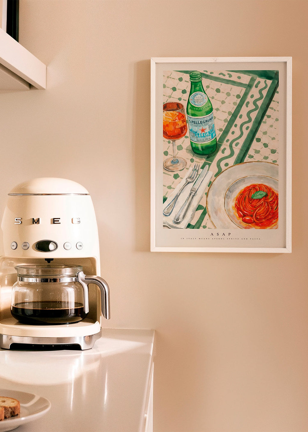 Arte para cozinha Aperol Spritz e massa