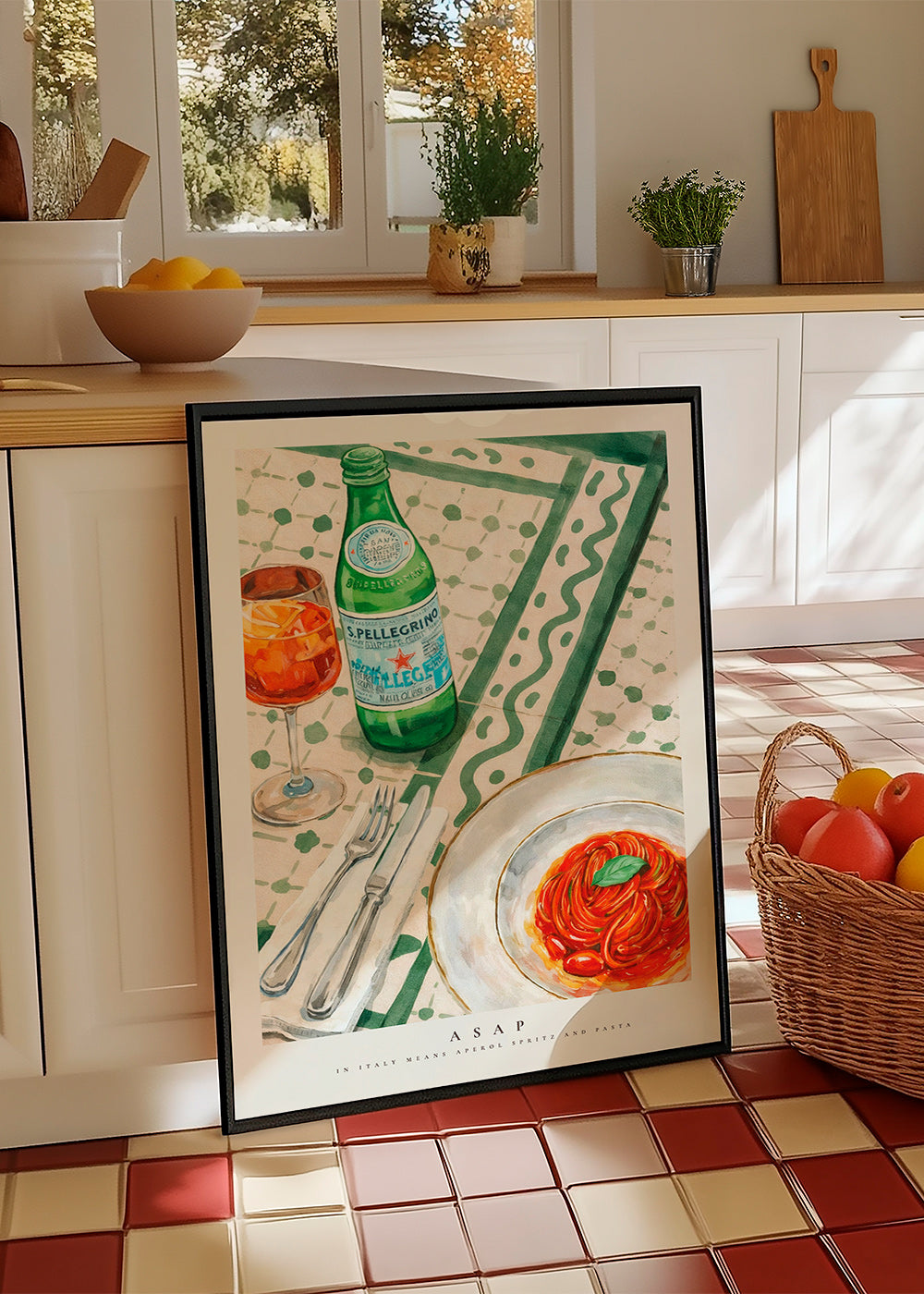 Arte para cozinha Aperol Spritz e massa