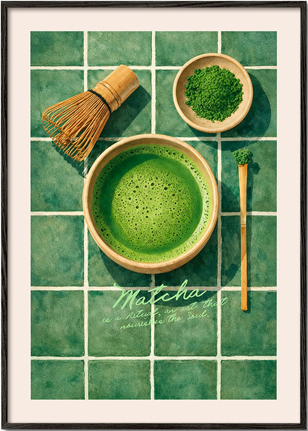 Arte para cozinha: Matcha e utensílios