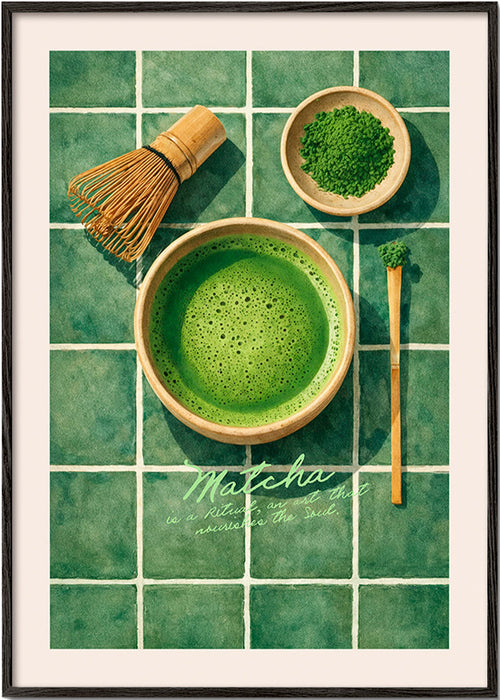 Arte para cozinha: Matcha e utensílios