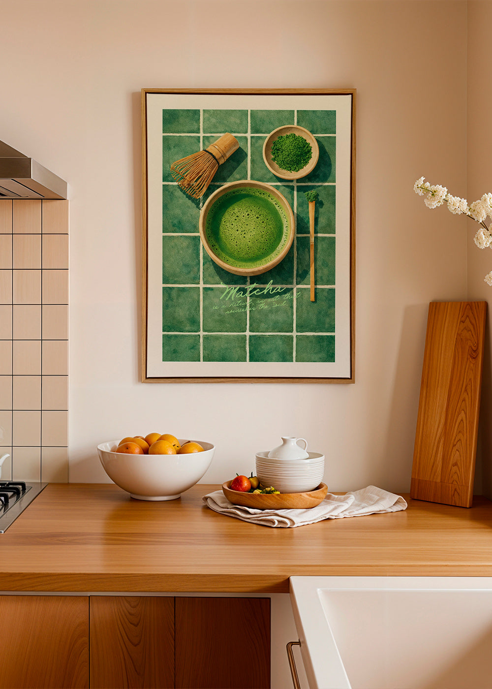 Arte para cozinha: Matcha e utensílios