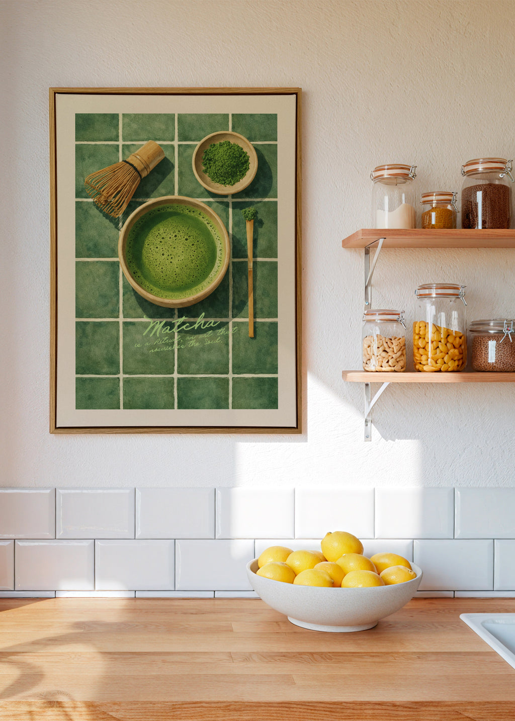 Matcha: the art that nourishes the soul - Framed canvas in an interior