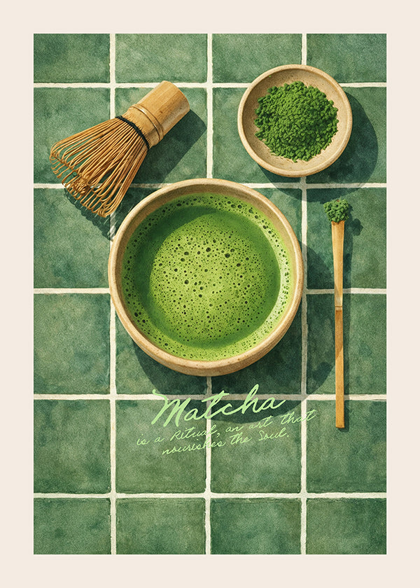 Arte para cozinha: Matcha e utensílios