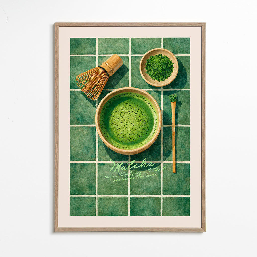Arte para cozinha: Matcha e utensílios