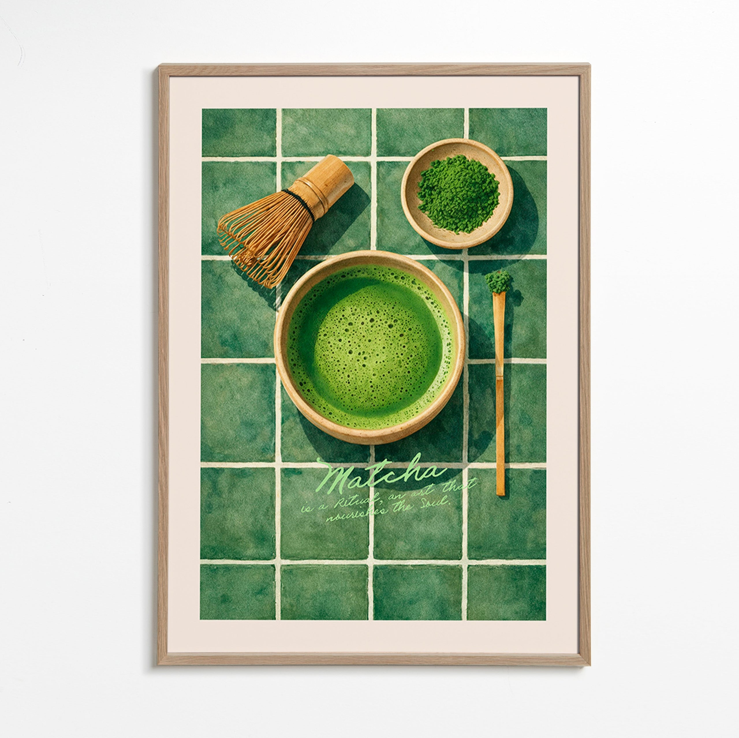 Arte para cozinha: Matcha e utensílios