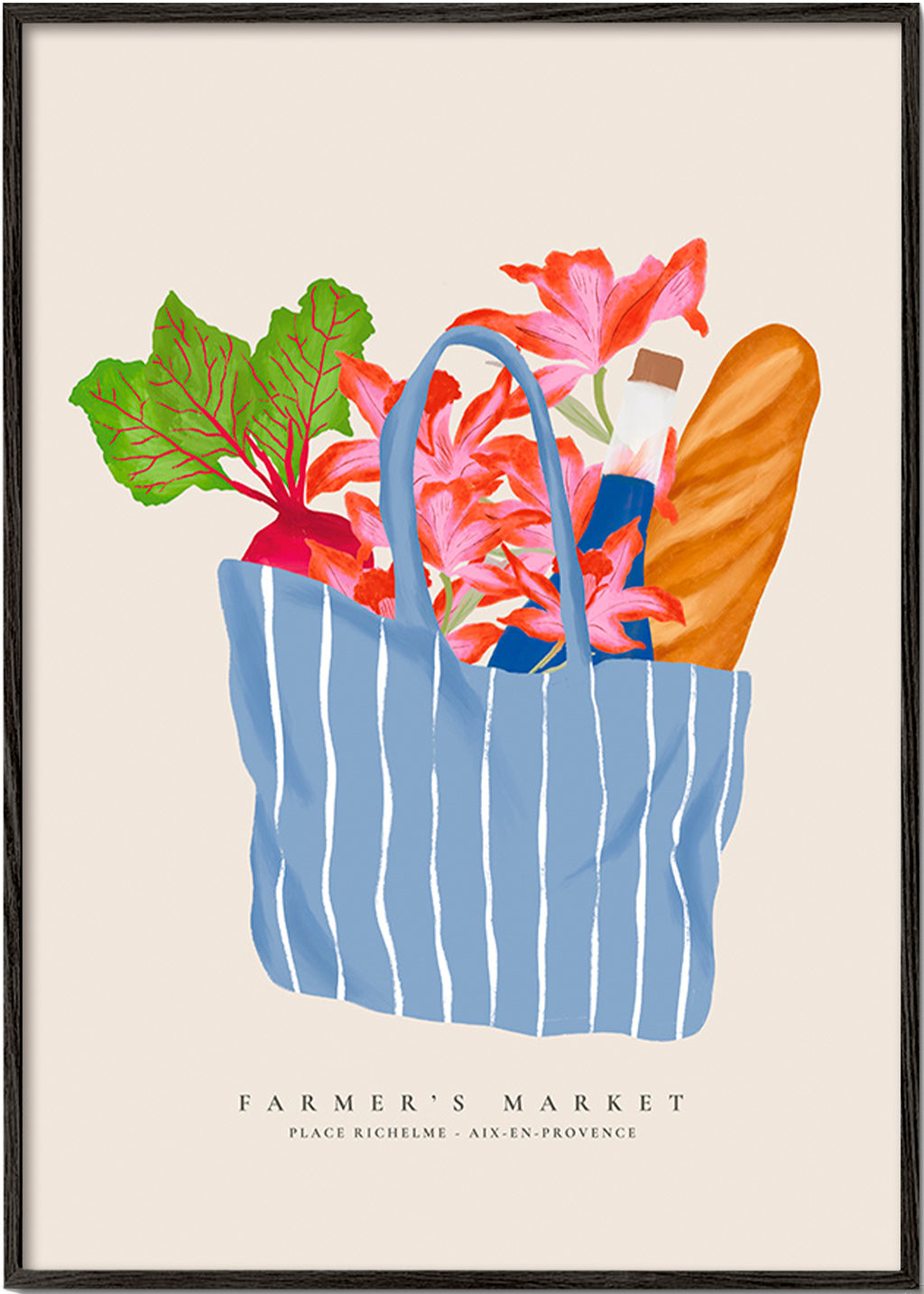 Arte para cozinha com ilustração de sacola de mercado
