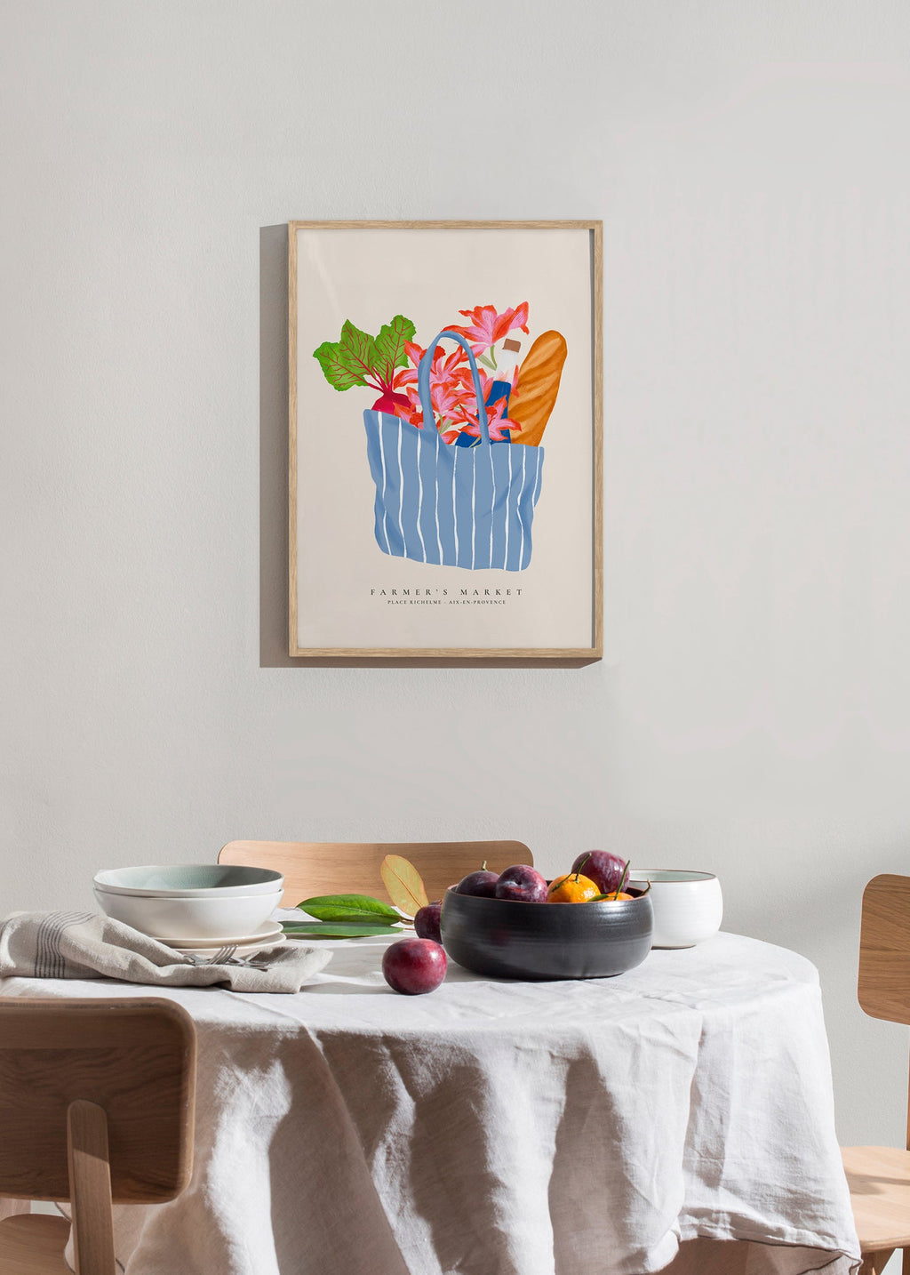 Arte para cozinha com ilustração de sacola de mercado