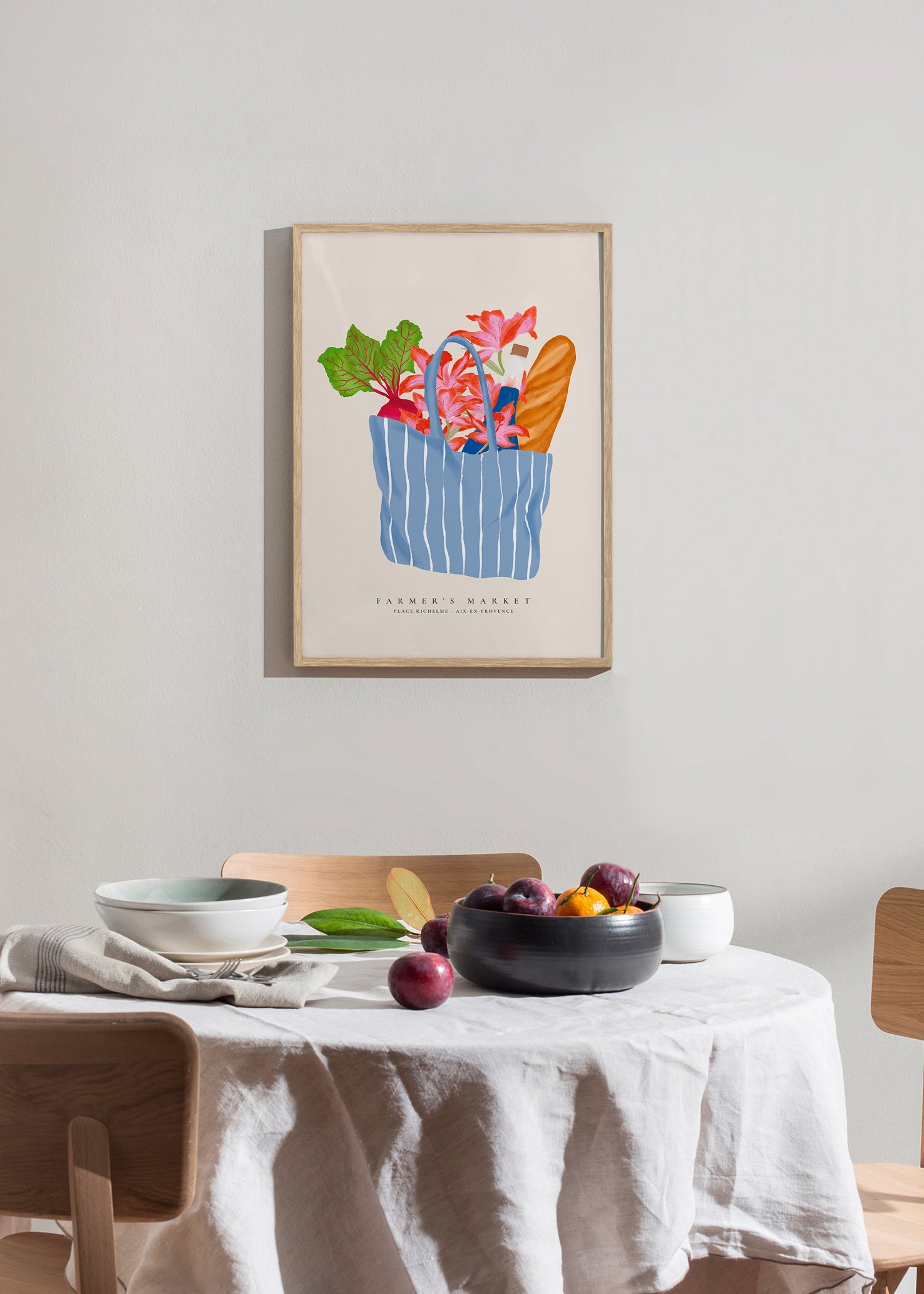 Arte para cozinha com ilustração de sacola de mercado