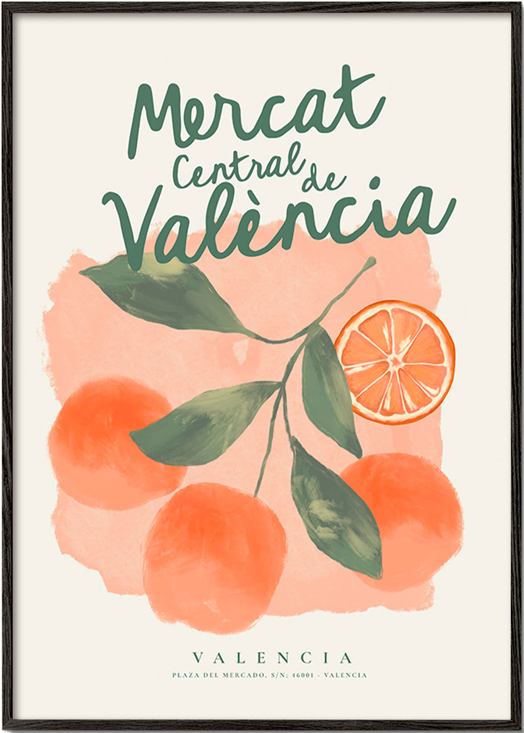 Arte para cozinha Mercat Central com laranjas