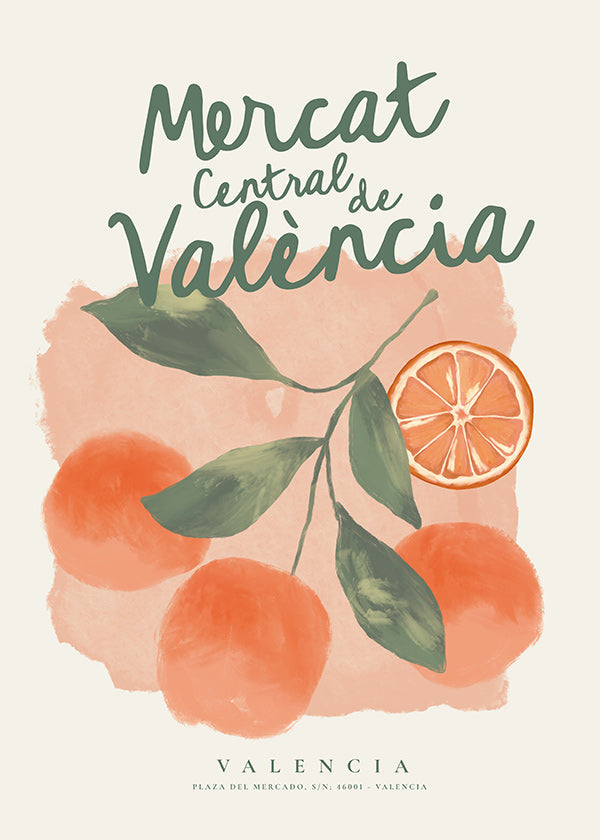 Arte para cozinha Mercat Central com laranjas