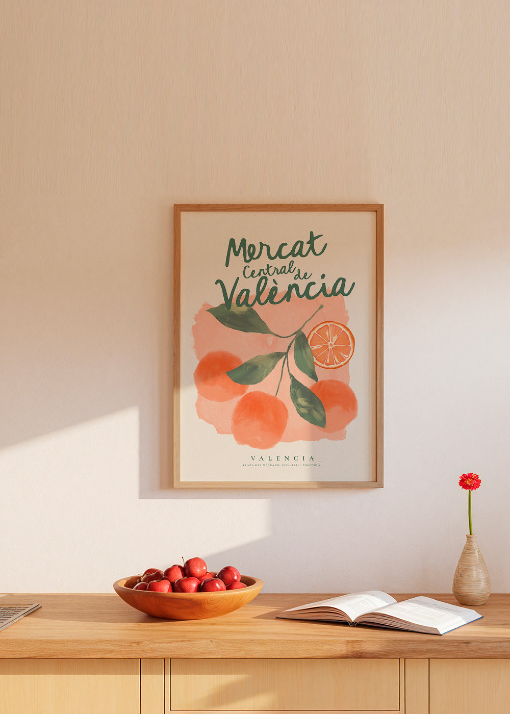 Arte para cozinha Mercat Central com laranjas