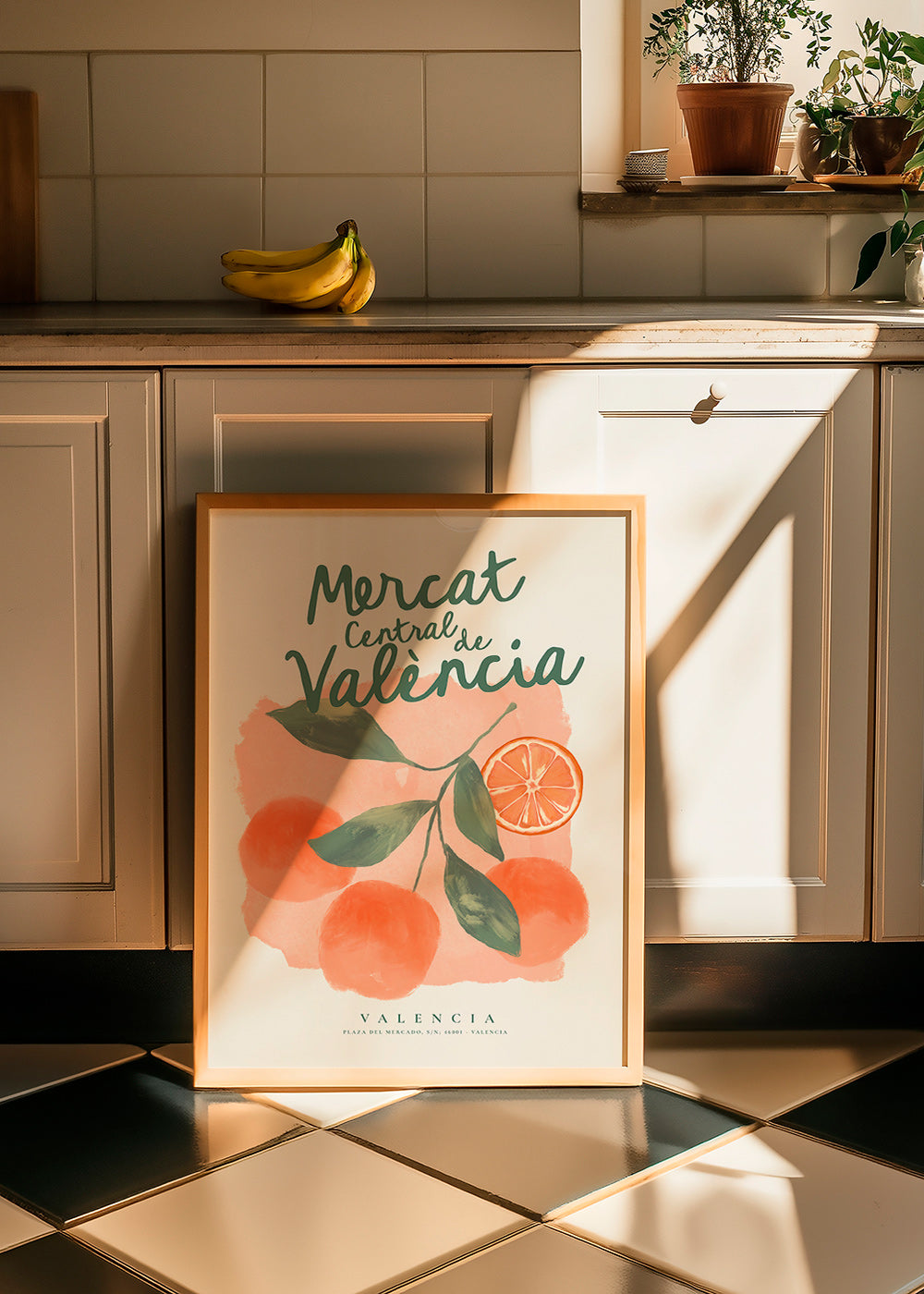 Arte para cozinha Mercat Central com laranjas