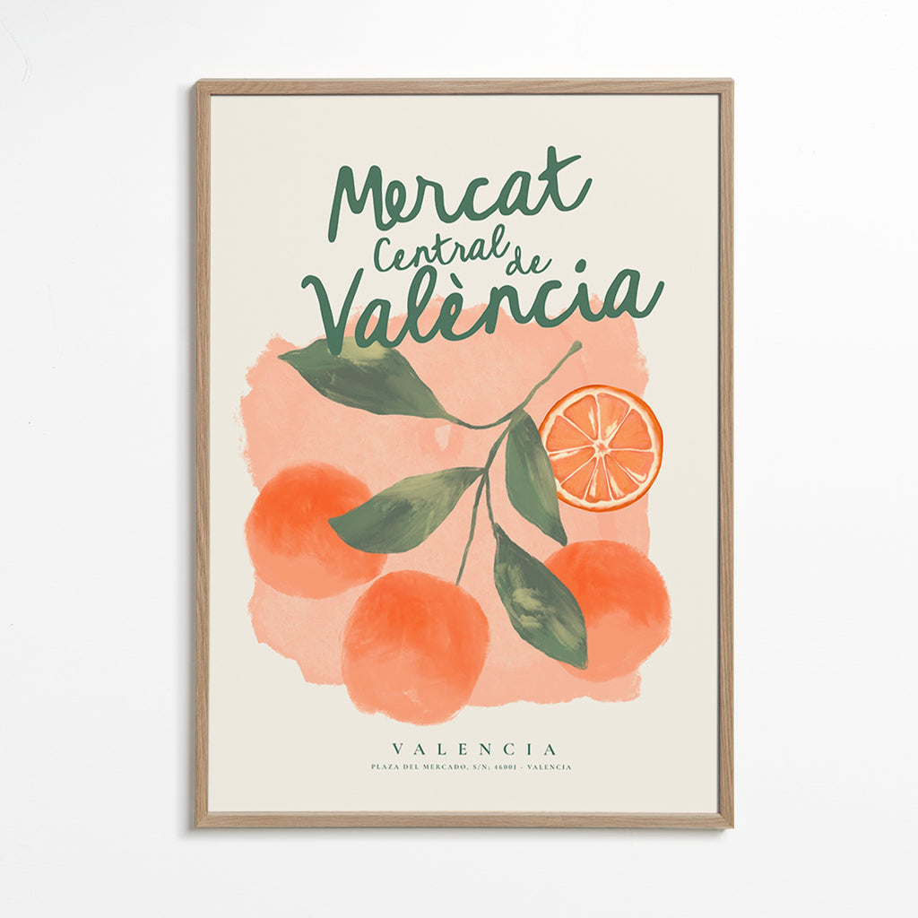 Arte para cozinha Mercat Central com laranjas