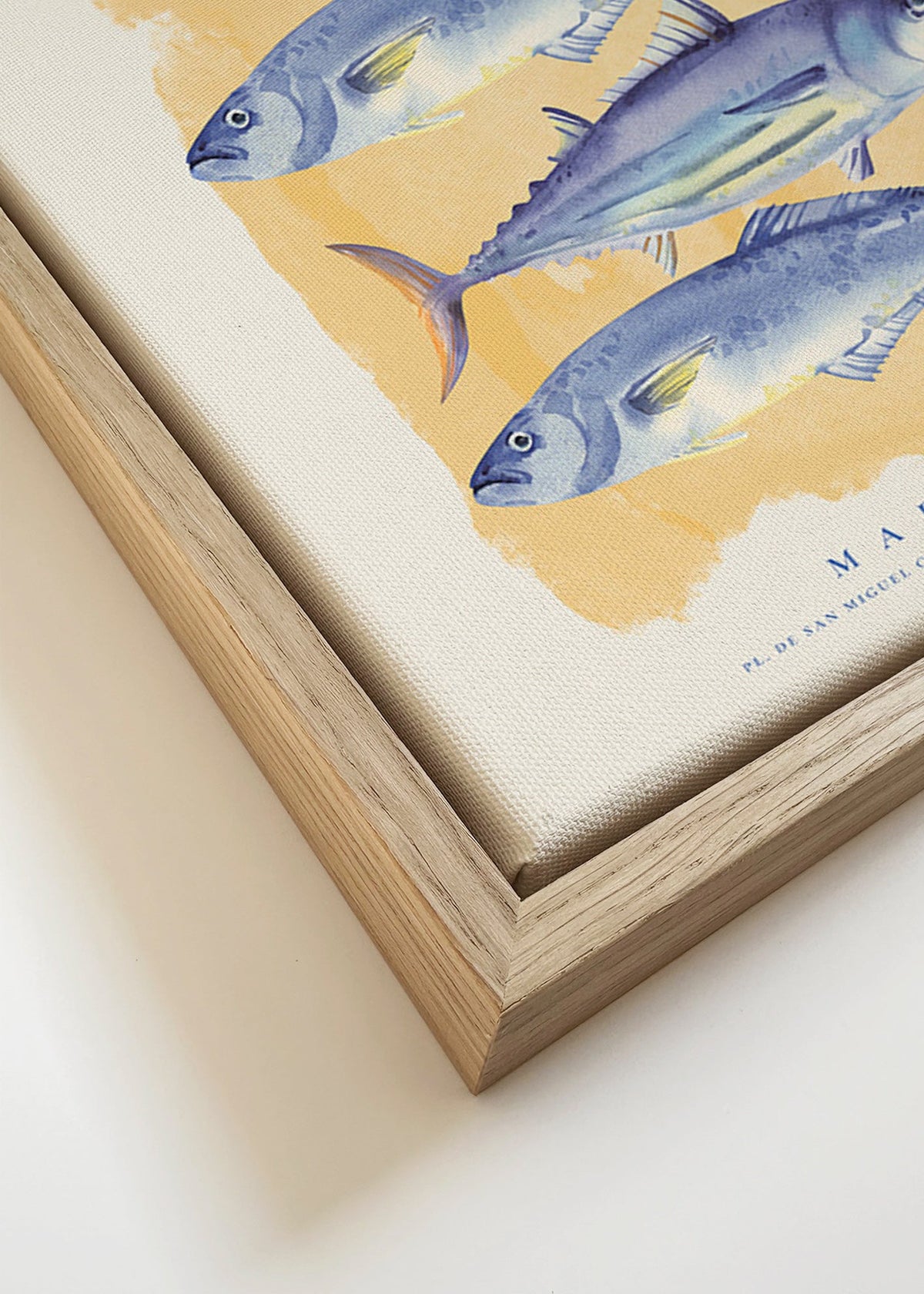 Arte para cozinha Mercado de San Miguel com peixes azuis