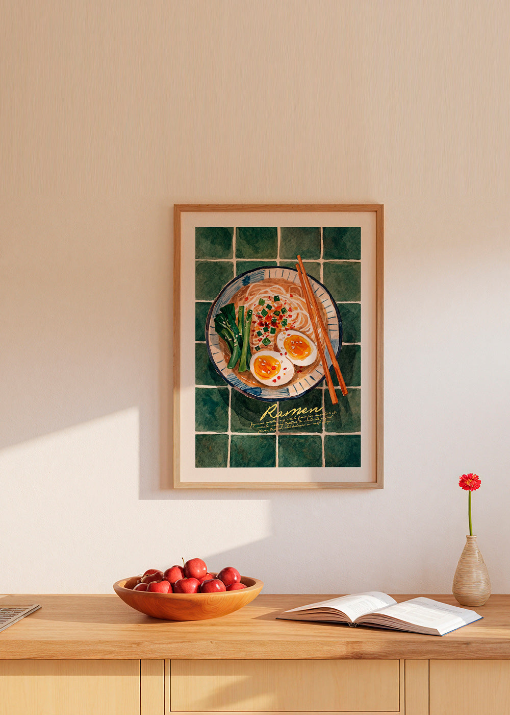 Arte para cozinha Ramen em aquarela