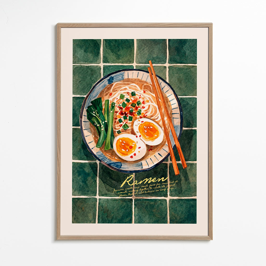Arte para cozinha Ramen em aquarela