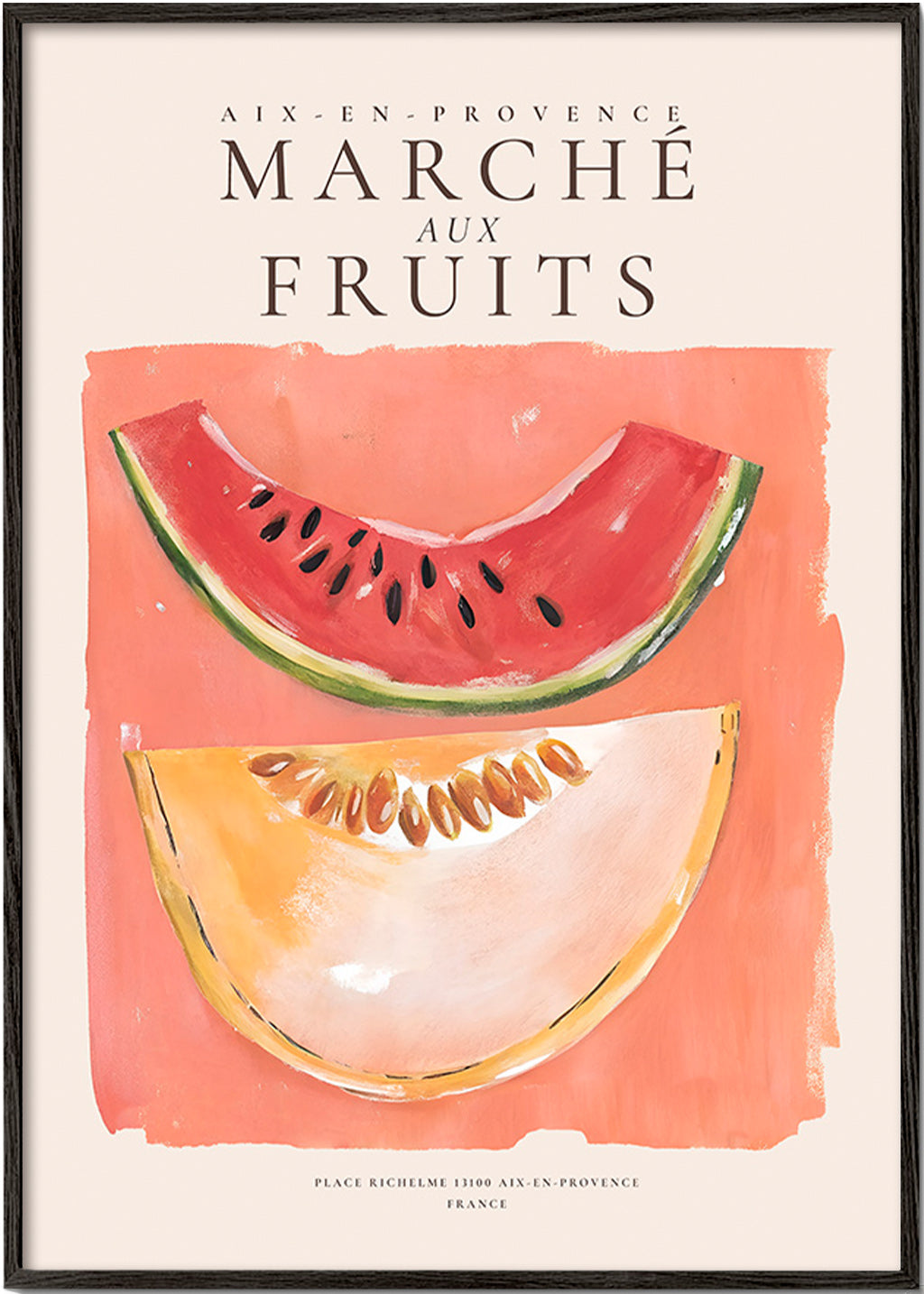 Arte para cozinha Mercado de Frutas com melão e melancia