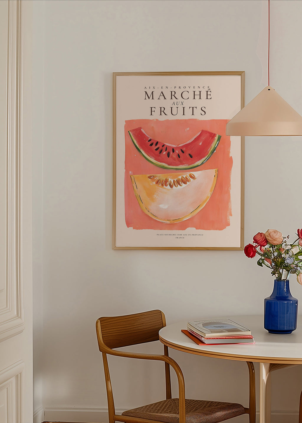 Arte para cozinha Mercado de Frutas com melão e melancia