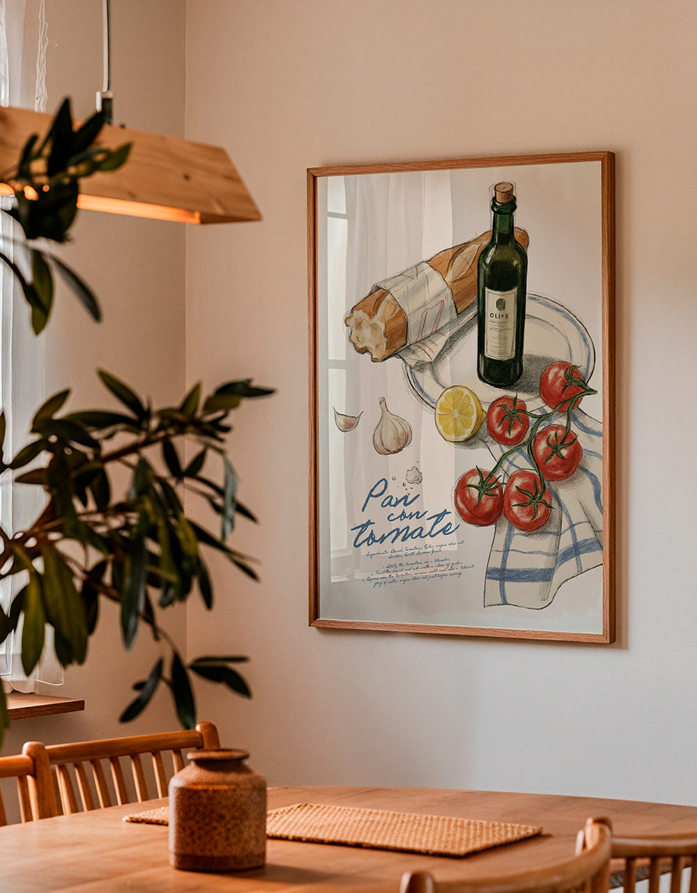 Arte para cozinha Pão com tomate ilustrado