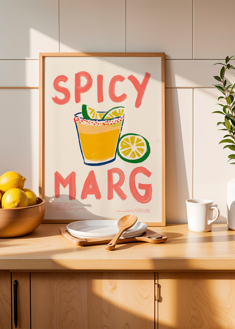 Arte para cozinha margarita ilustrada