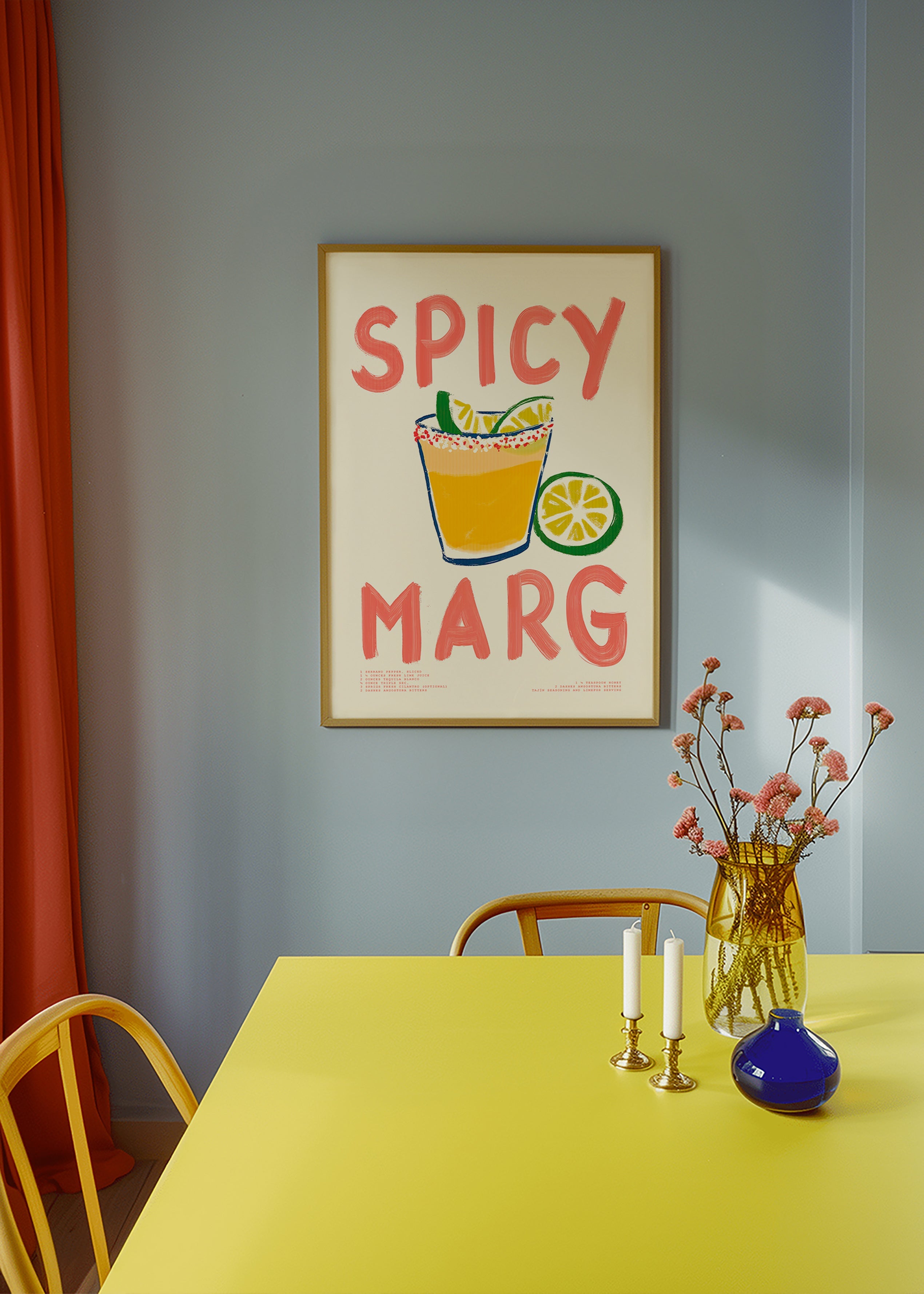 Arte para cozinha margarita ilustrada