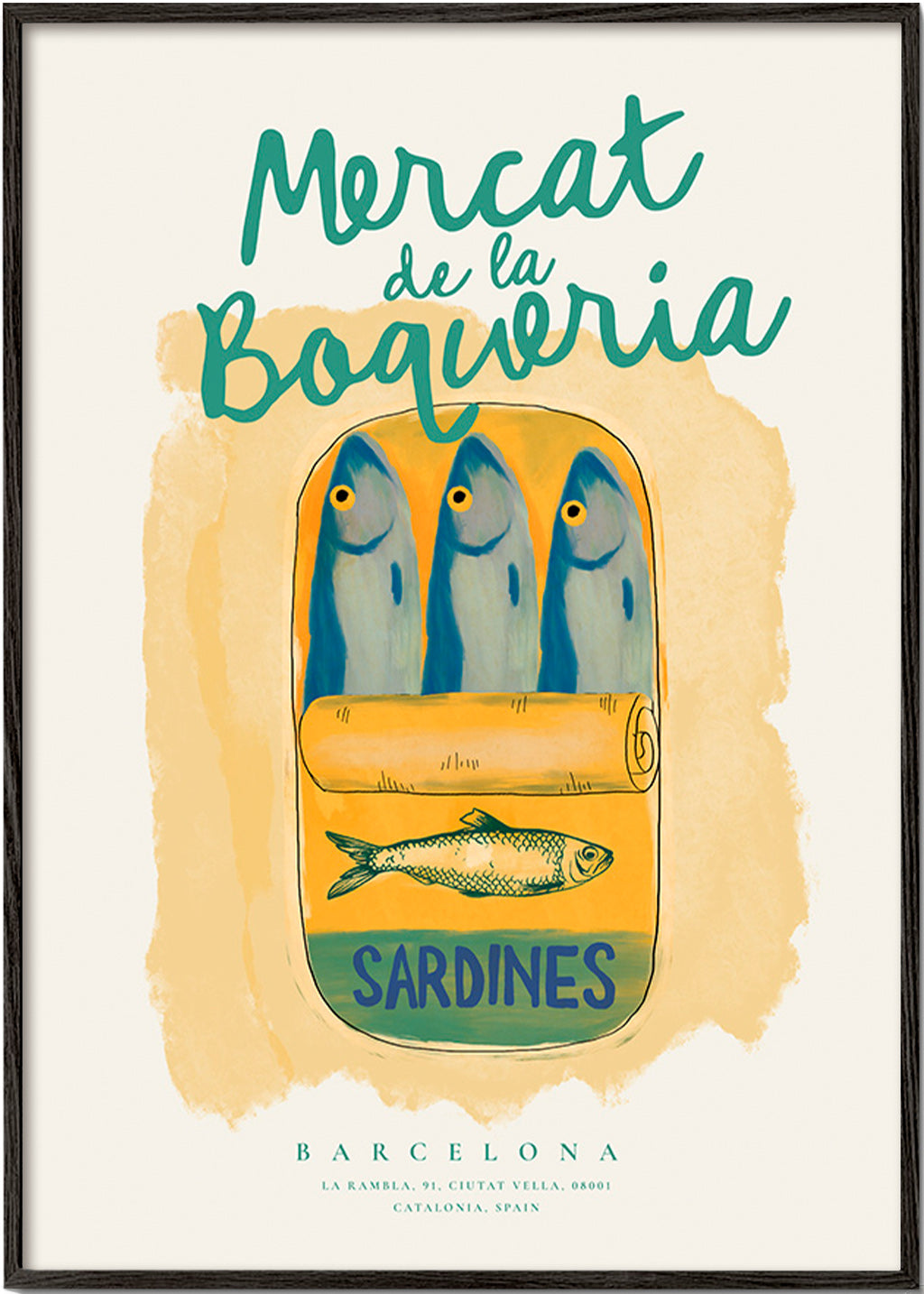 Arte para cozinha Mercat de la Boqueria - sardinhas em lata