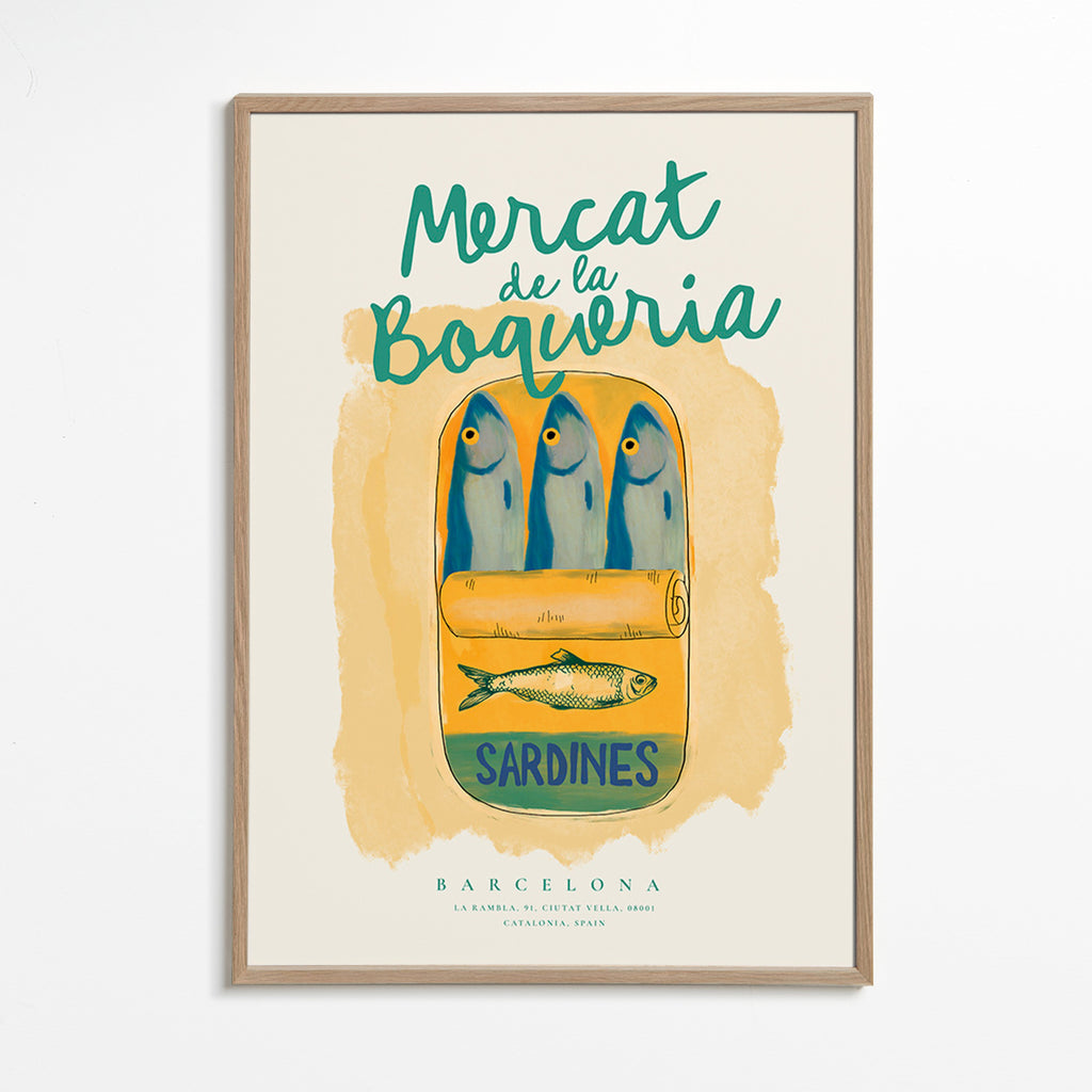 Arte para cozinha Mercat de la Boqueria - sardinhas em lata