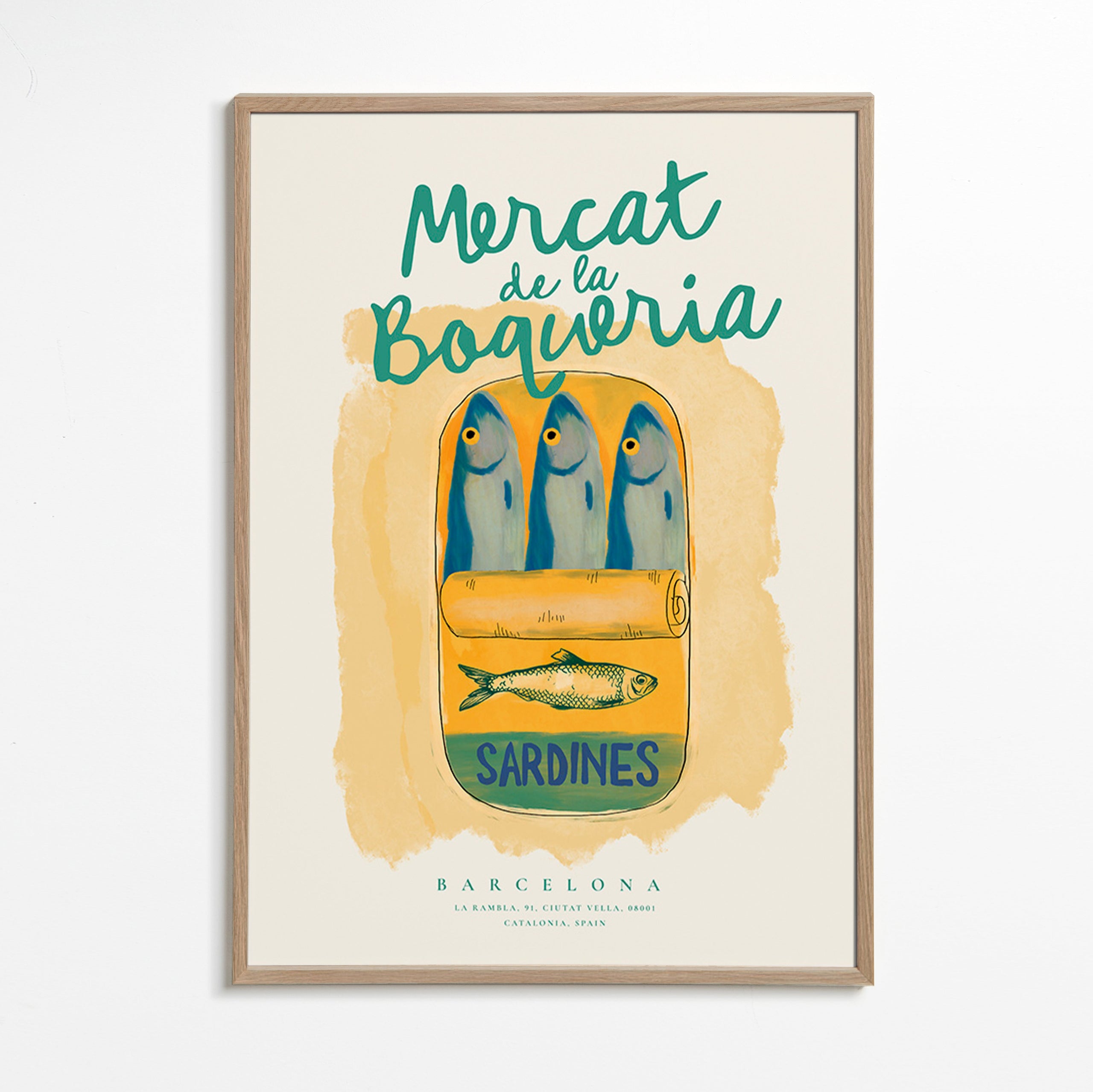 Arte para cozinha Mercat de la Boqueria - sardinhas em lata