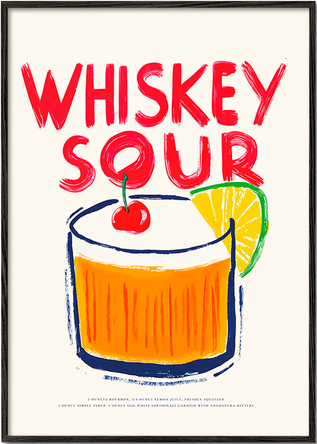 Arte para cozinha Whiskey Sour ilustração de cocktail