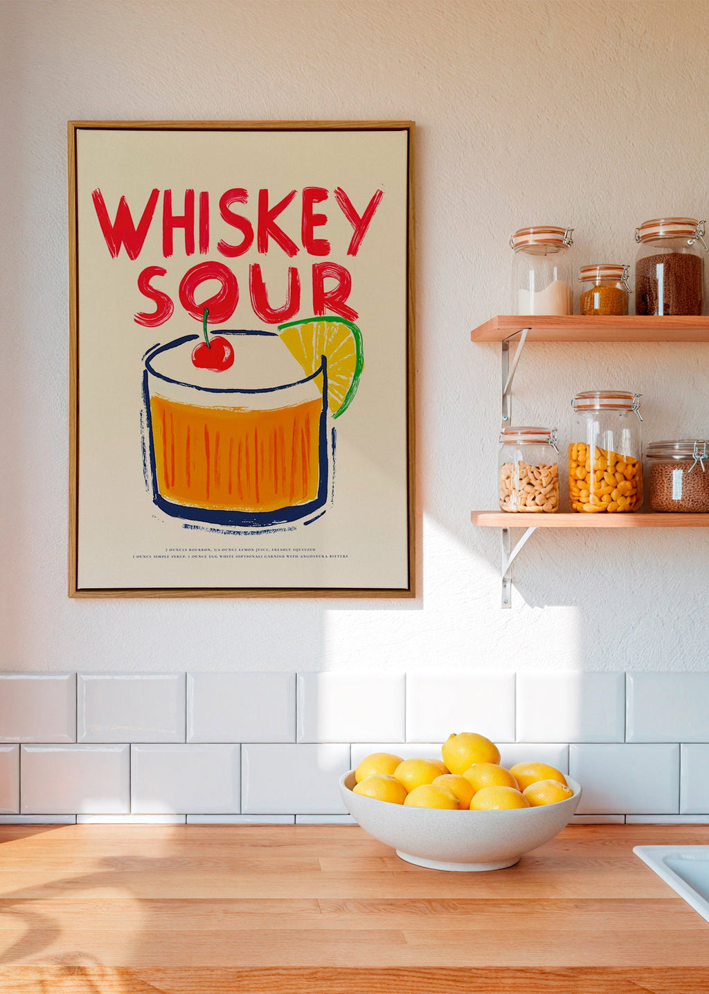 Arte para cozinha Whiskey Sour ilustração de cocktail