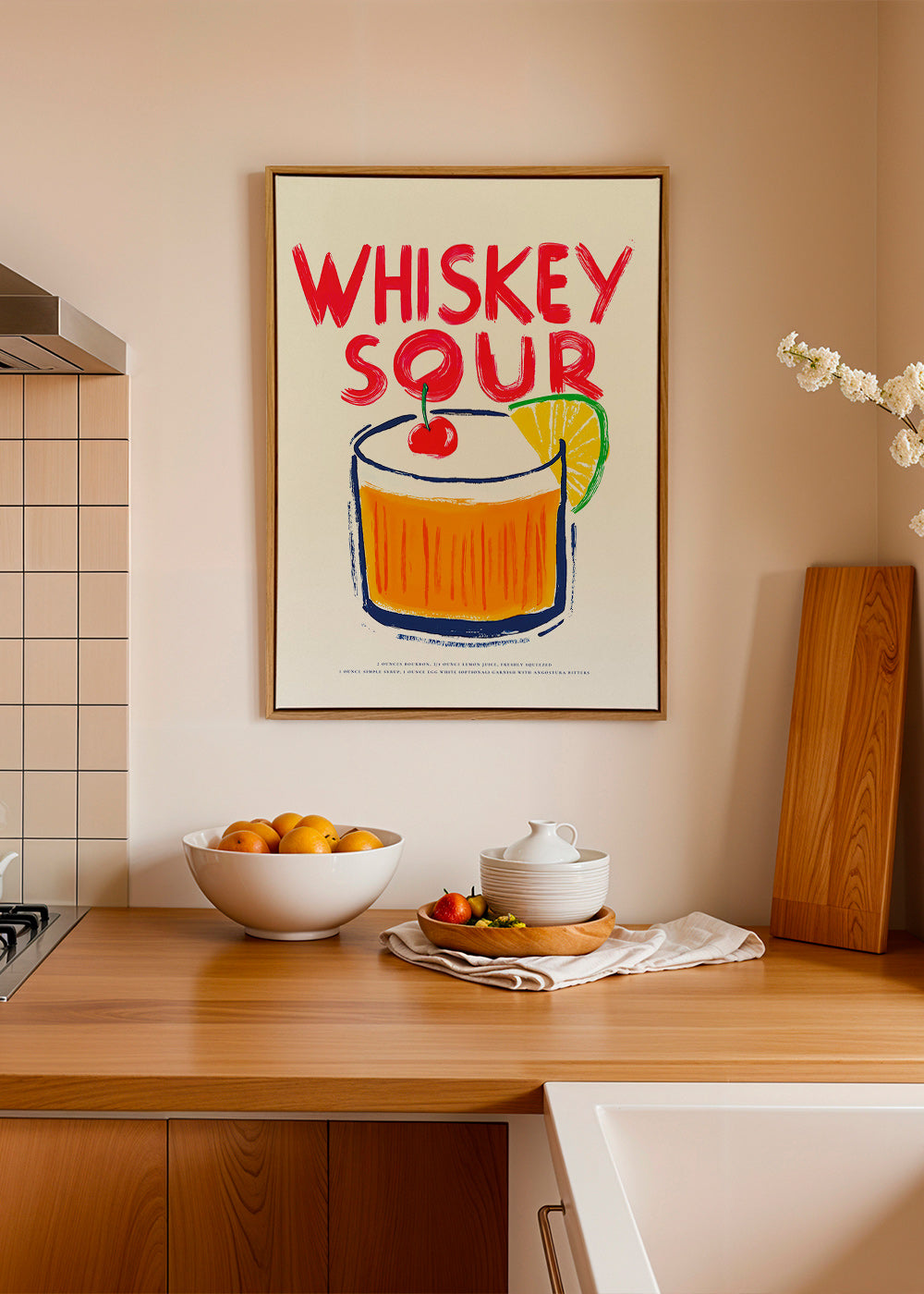 Arte para cozinha Whiskey Sour ilustração de cocktail