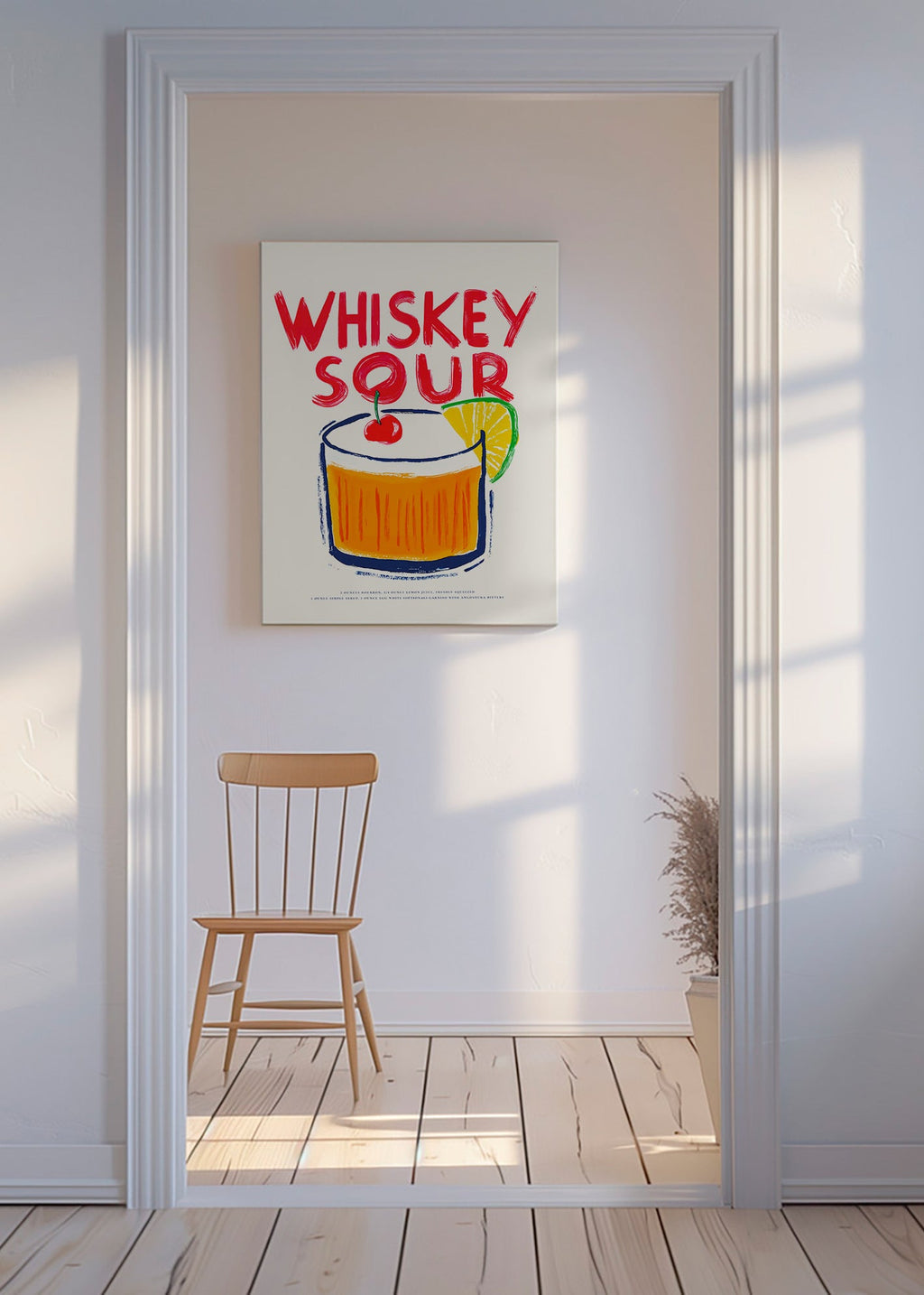 Arte para cozinha Whiskey Sour ilustração de cocktail