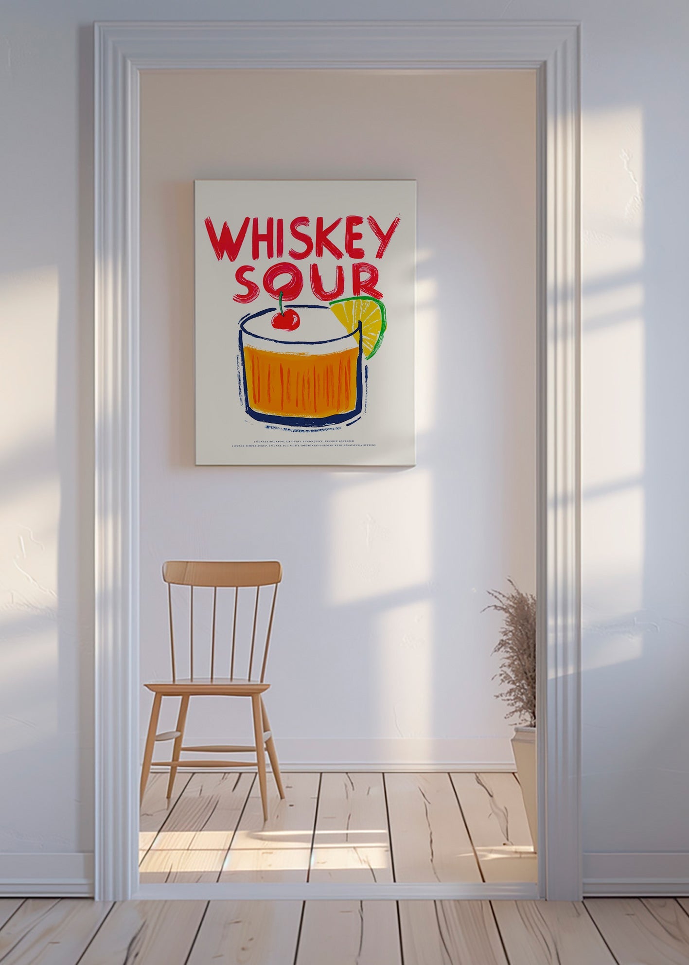 Arte para cozinha Whiskey Sour ilustração de cocktail