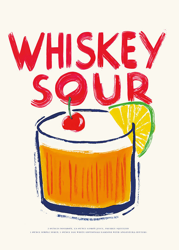 Arte para cozinha Whiskey Sour ilustração de cocktail