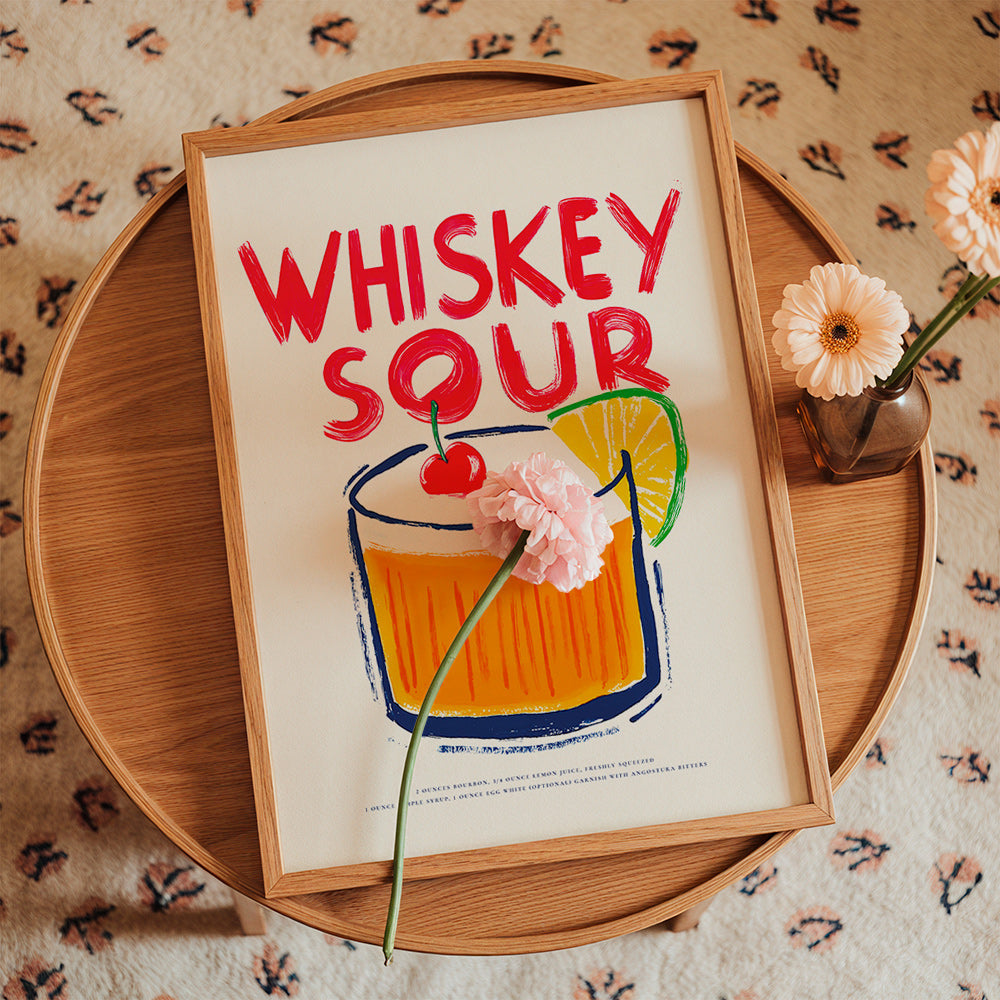 Arte para cozinha Whiskey Sour ilustração de cocktail