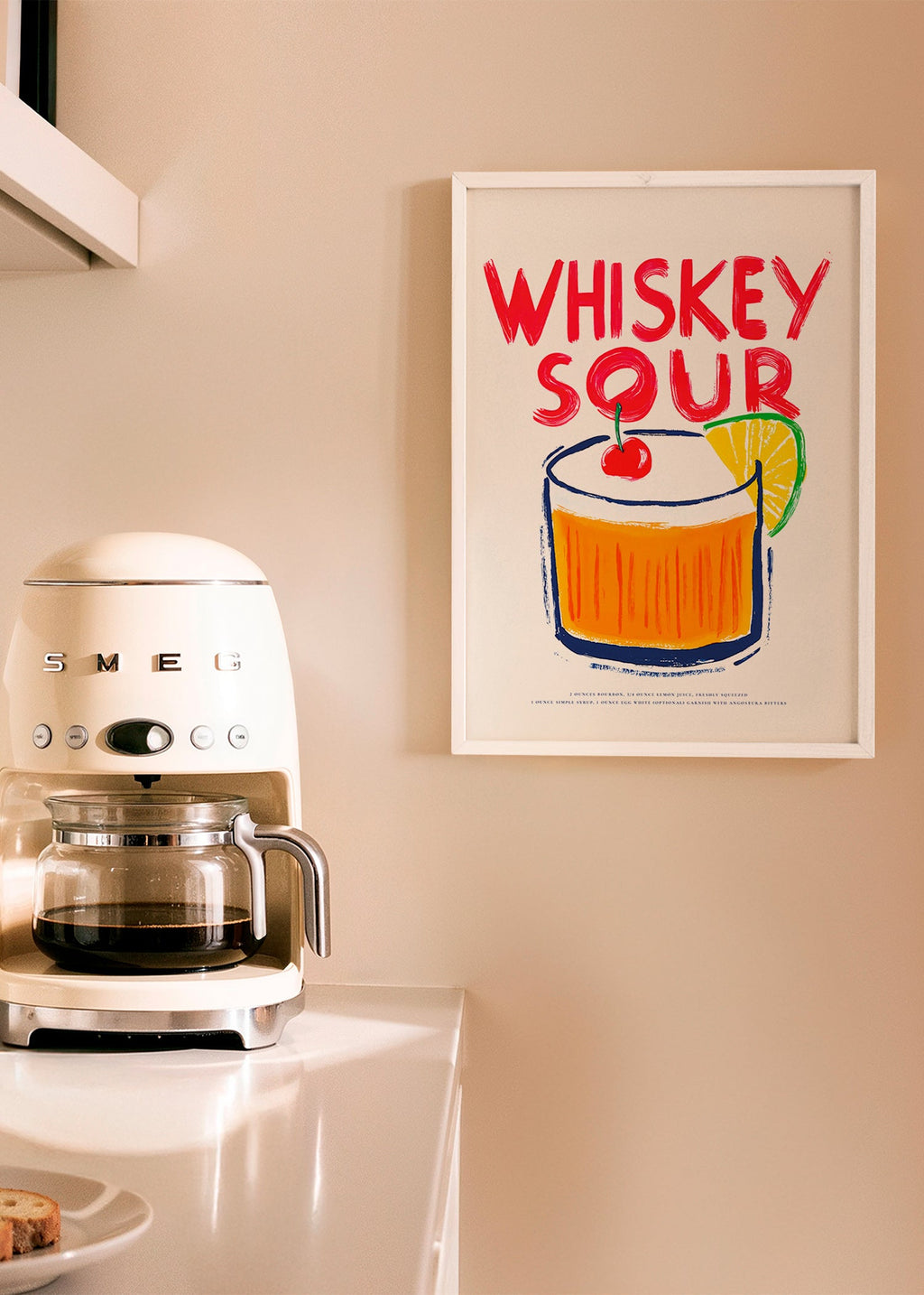 Arte para cozinha Whiskey Sour ilustração de cocktail
