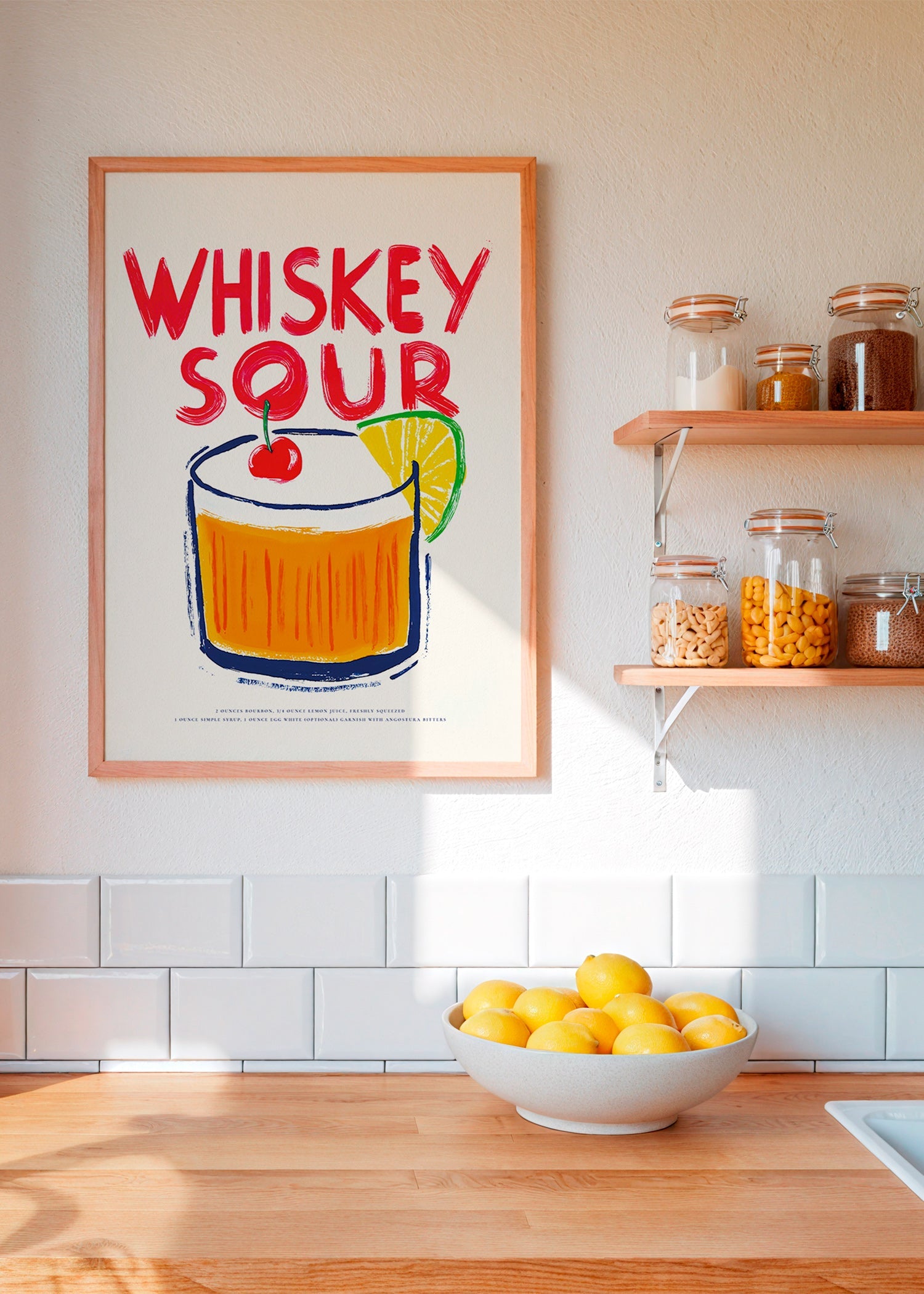 Arte para cozinha Whiskey Sour ilustração de cocktail