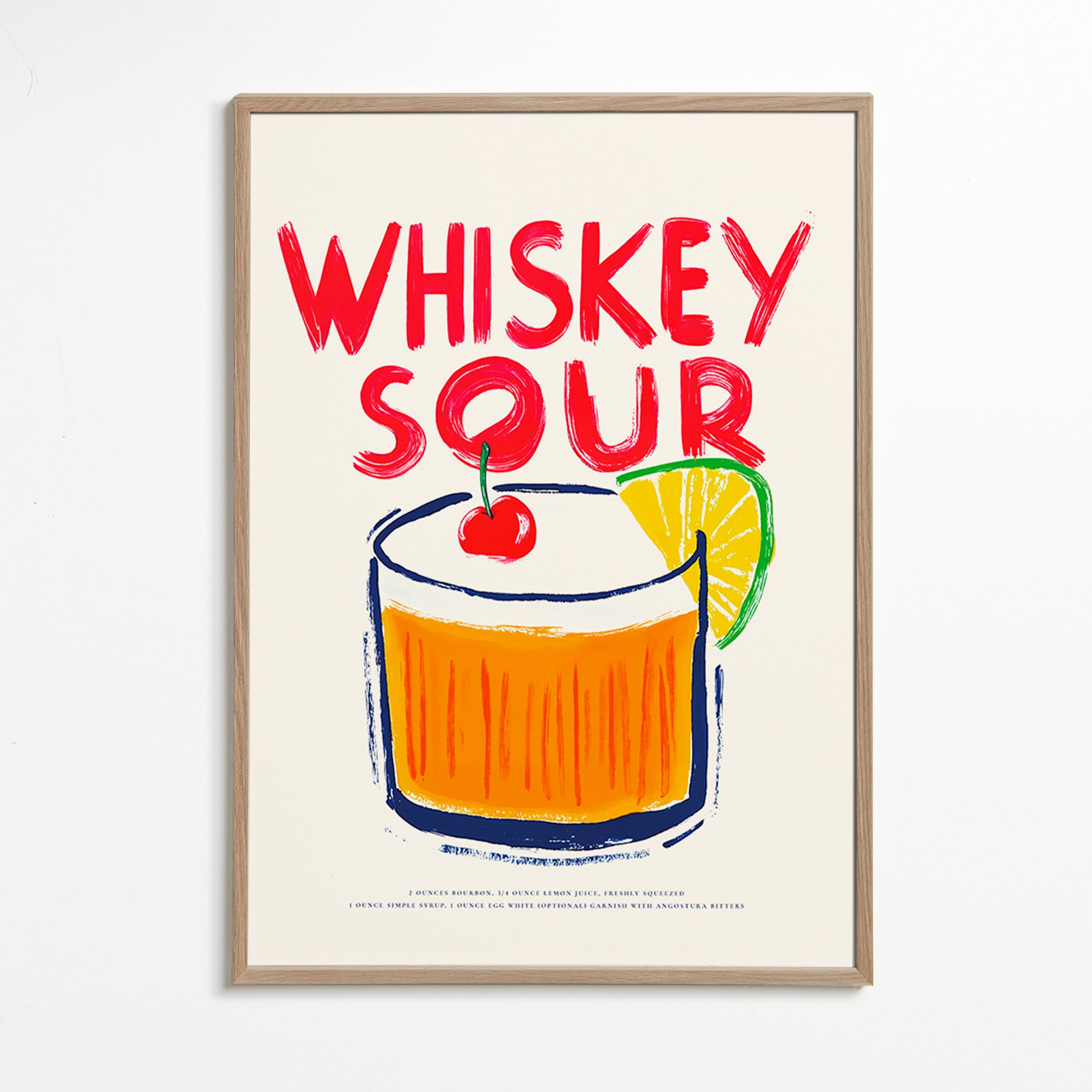 Arte para cozinha Whiskey Sour ilustração de cocktail