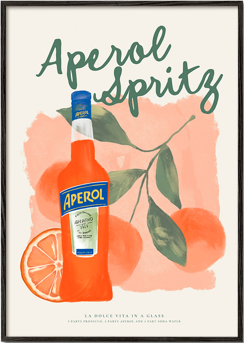 Arte para cozinha Aperol Spritz garrafa com laranjas