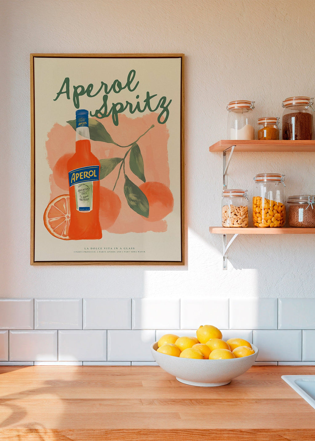 Arte para cozinha Aperol Spritz garrafa com laranjas