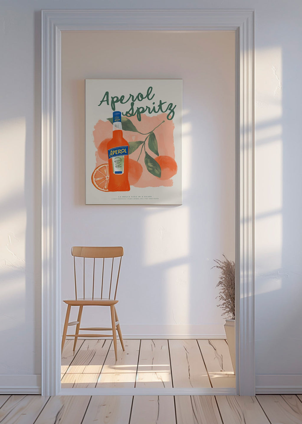 Arte para cozinha Aperol Spritz garrafa com laranjas