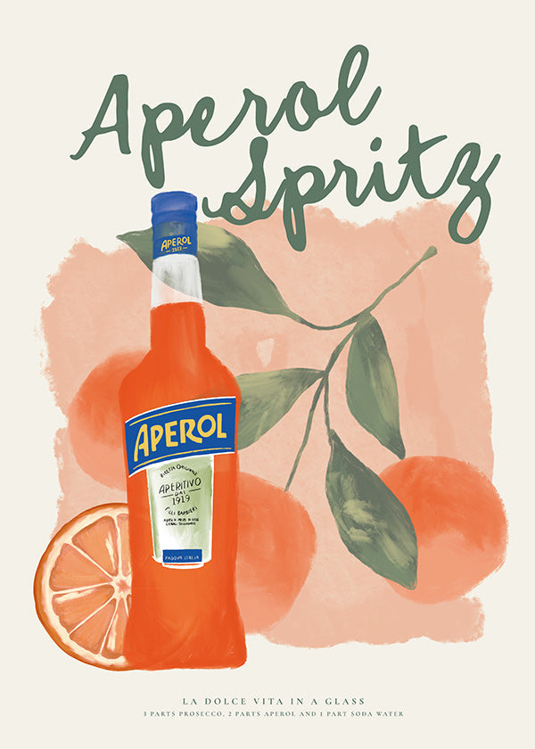 Arte para cozinha Aperol Spritz garrafa com laranjas