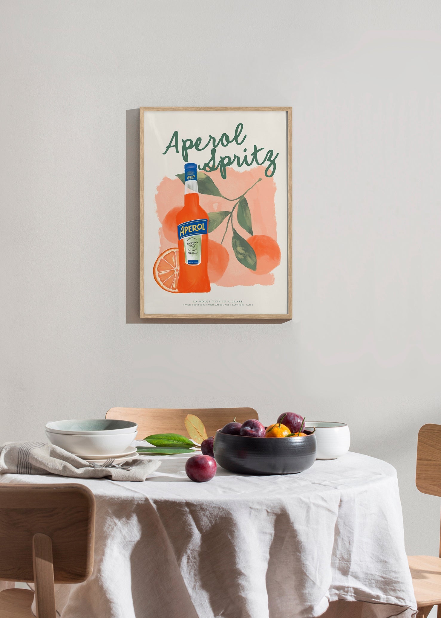 Arte para cozinha Aperol Spritz garrafa com laranjas