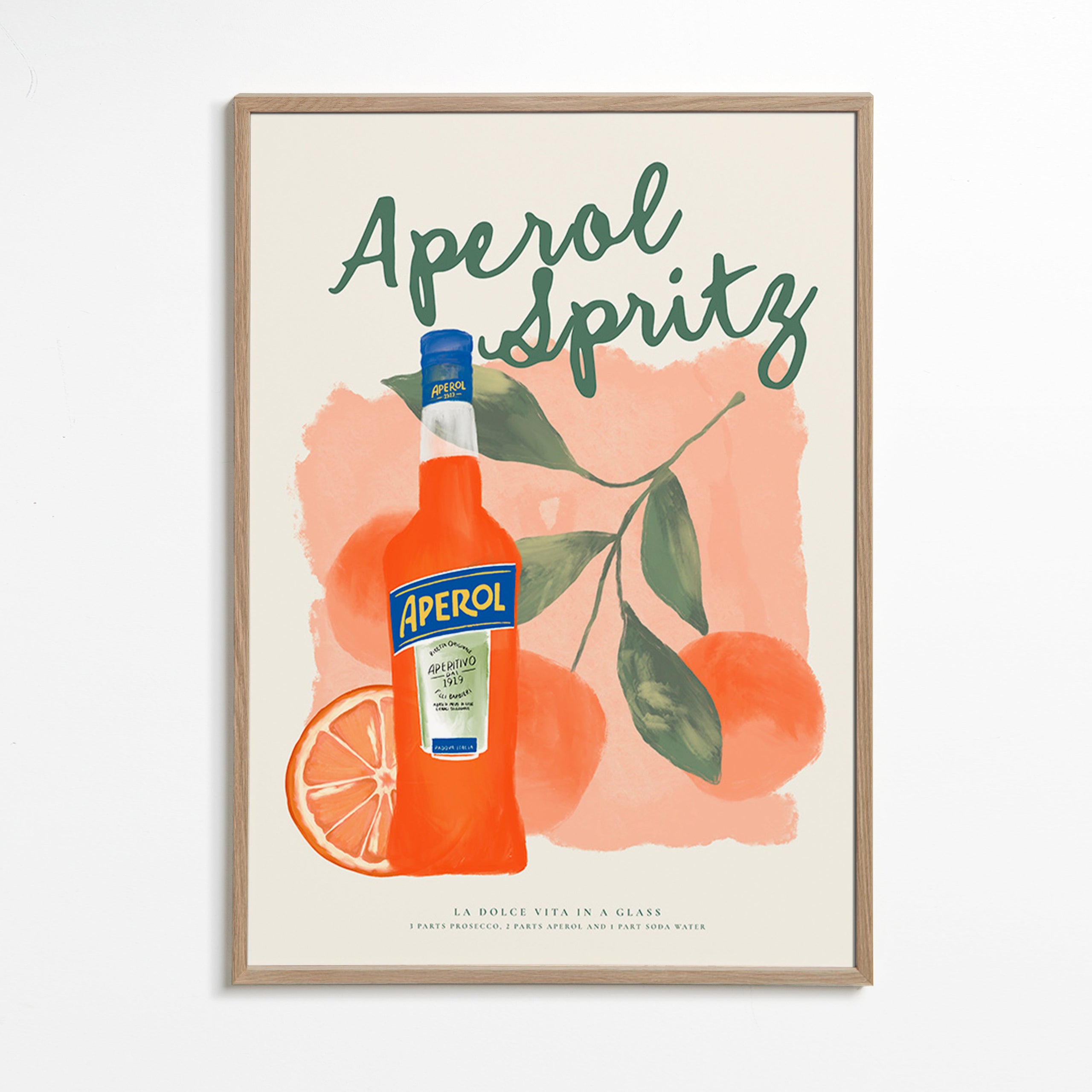 Arte para cozinha Aperol Spritz garrafa com laranjas