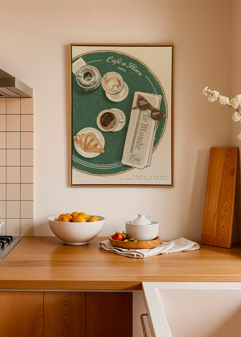 Arte para cozinha Café de Flore croissant ilustrado