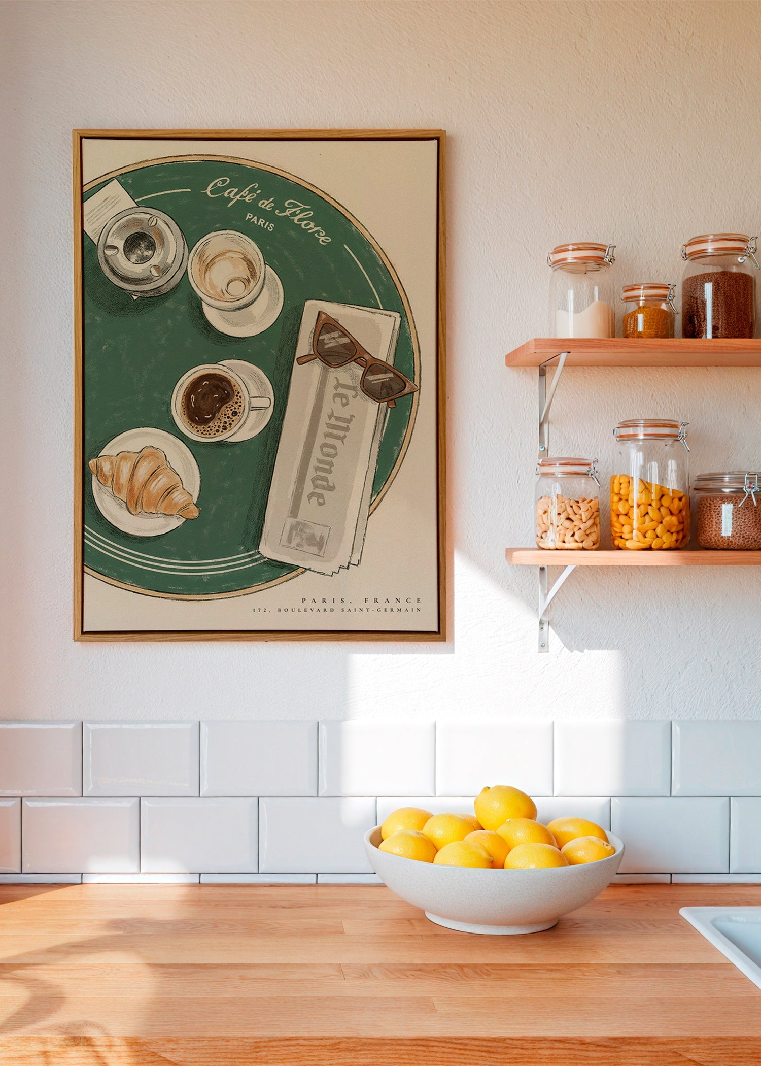 Arte para cozinha Café de Flore croissant ilustrado