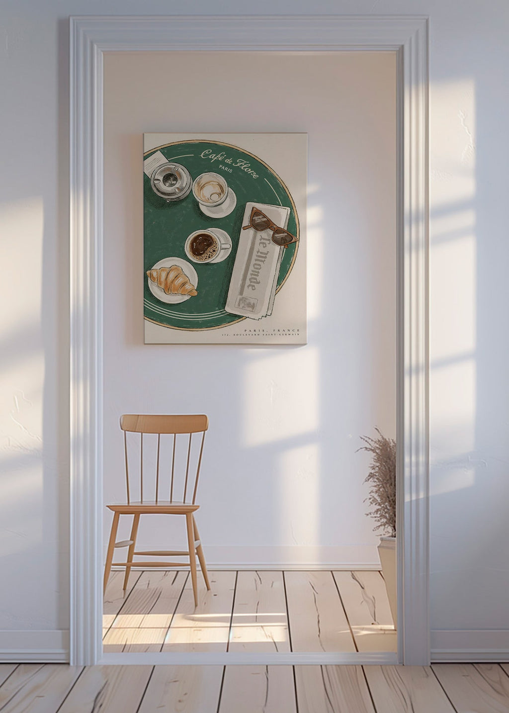 Arte para cozinha Café de Flore croissant ilustrado
