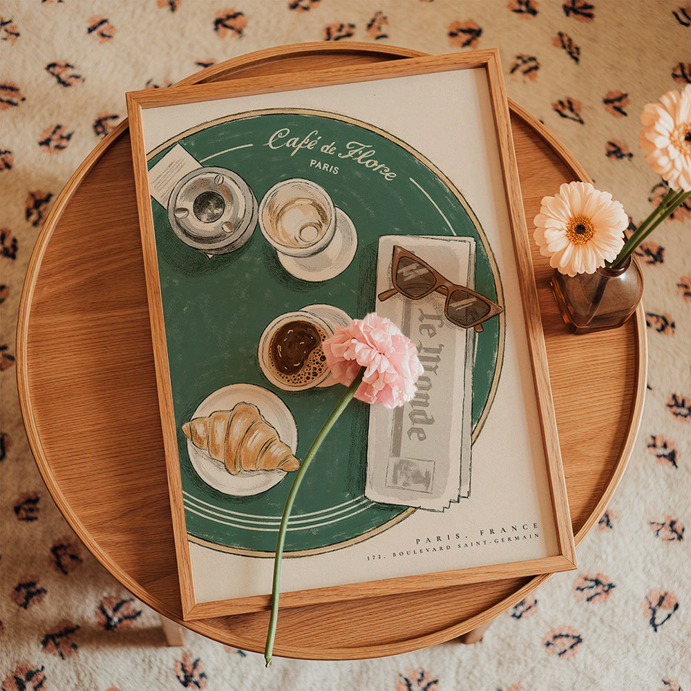 Arte para cozinha Café de Flore croissant ilustrado
