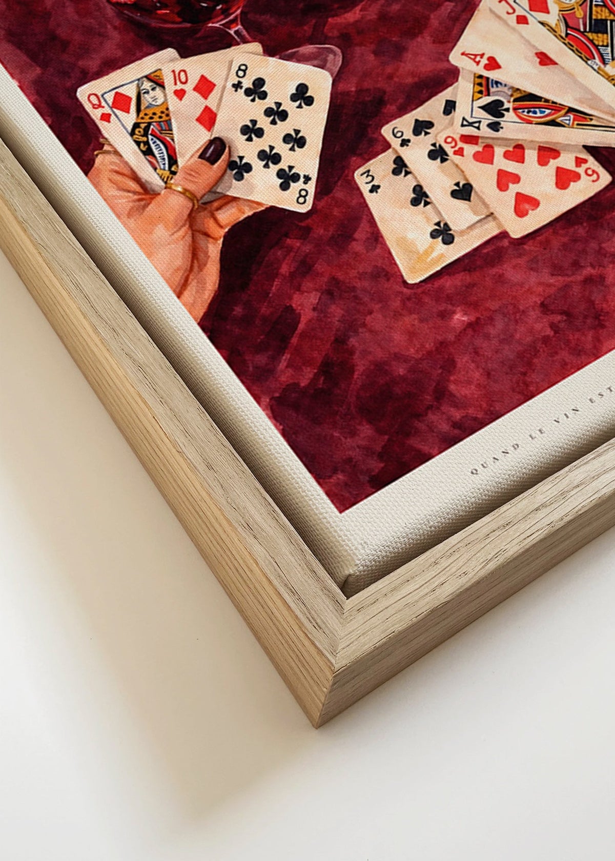 Arte para cozinha com cartas e vinho tinto